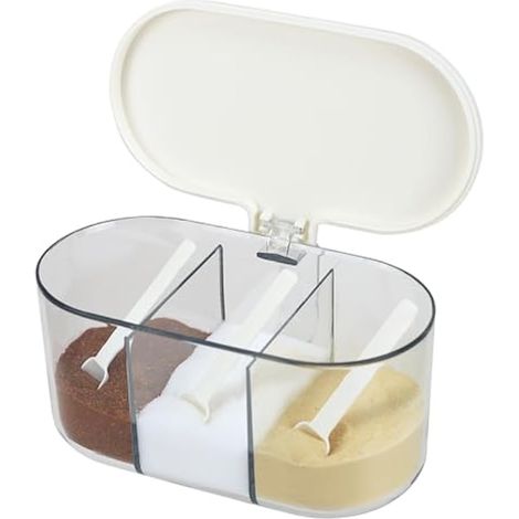 EIKS Boîte à condiments avec couvercle et cuillères pour servir et stocker le sel, le sucre, les épices, le poivre, l'assaisonnement, le travail pour la maison, la cuisine, le café, le restaurant (1/5)