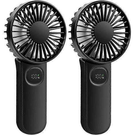 Lot de 2 mini ventilateurs portables à 5 vitesses, rotation à 180°, idéaux pour le maquillage, les cils et le camping. (1/5)