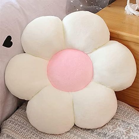 Cojines para sillas con forma de flor, suaves y mullidos, ideales para sofás, jardines, salas de estar y dormitorios (30x30 cm, blancos). (1/3)