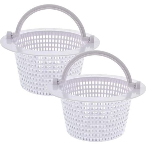 Cestello rotondo per skimmer per piscine fuori terra, con maniglia per una facile rimozione, confezione da 2 - Diametro 16 cm - Bianco. (1/4)