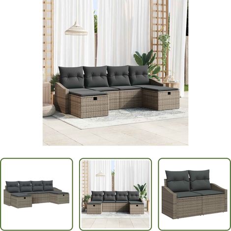 vidaXL Canapé de terrasse -  Ensemble de canapé de jardin avec coussin 6 pcs polyrotin (1/5)