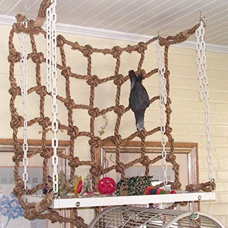 Filet d'escalade pour oiseaux en corde de coton, jouets pour oiseaux, hamac suspendu pour perroquet, accessoires pour grimper et mâcher (1/5)