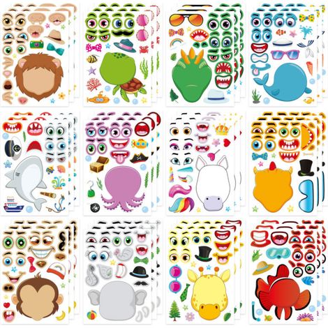 36 autocollants animaux marins et sauvages, autocollants enfants pour fêtes, décoration, récompenses et activités créatives (1/5)