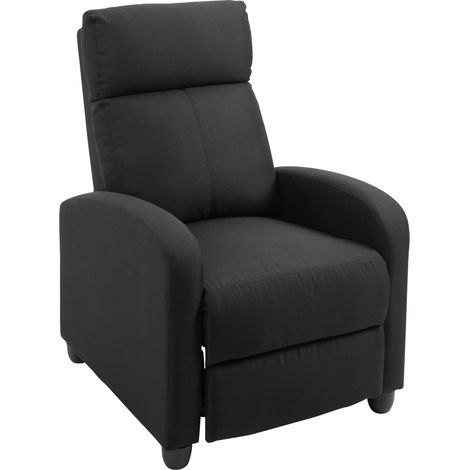 Poltrona Relax Reclinabile Manuale in Lino Nera (1/5)