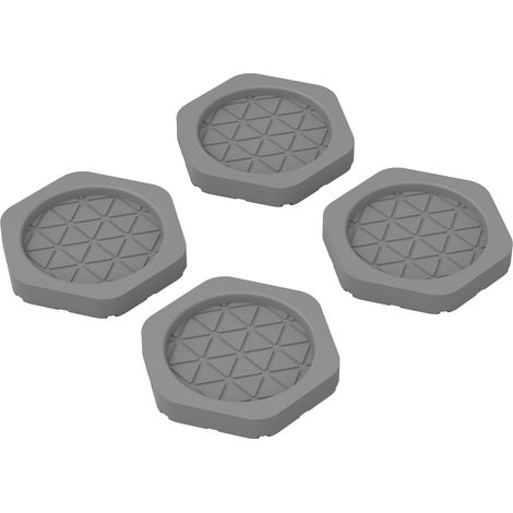 Lot de 4 patins anti-vibrations antidérapants et silencieux pour lave-linge, patins universels anti-chocs pour réfrigérateurs, appareils, Gris Hexagonal (1/5)