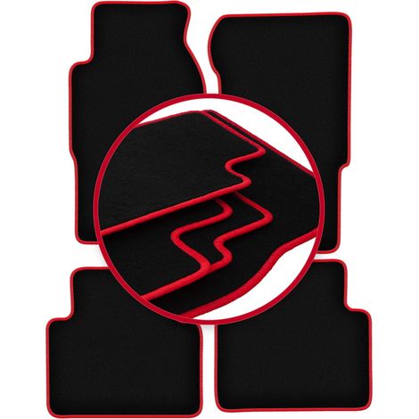 Alfombrillas de terciopelo con borde rojo para Nissan Patrol Y61 GU GR todoterreno (1998-2004) (1/5)