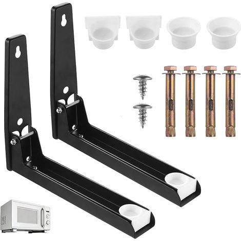Foldable Microwave Wall Mounts Adjustable Wall Shelf for Microwave Kitchen Ovens Black (1/5)
