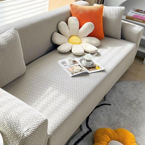 Stretch Sofa Cover, Solid Color, Sofa Cover with Armrests 1 2 3 4 Seater, Super Elastic Universal Sofa Cover, Non-Slip, Washable (Grey Stars, 3 Seater) (1/5)