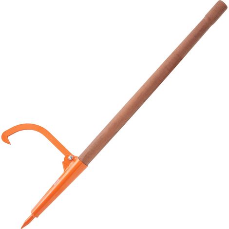 Cric à bûches 1180 mm, lève-bûches à manche en bois de 45,7 cm, lève-tronc d'arbre robuste résistant à la rouille, outil d'exploitation forestière, pour rouler, soulever et tourner les bûches (1/5)