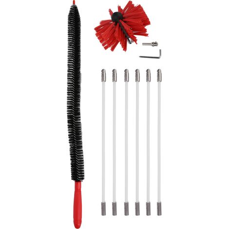 Kaminbürste, weich, Nylon, klein, langlebig, zur Reinigung von Innenwänden (schwarz, neu, 410 mm x 6 Stäbe, sechseckiger Schaft) (1/5)