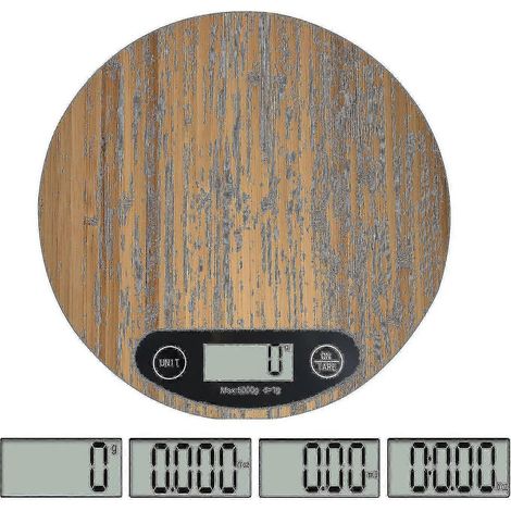 Robuste digitale Küchenwaage aus Bambus, maximale Tragkraft 5 kg, hohe Präzision, automatische Stopp- und Tarierfunktion (1/5)