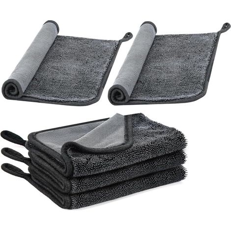 5er-Pack professionelle Mikrofaserhandtücher 30 x 40 cm, streifen- und kratzfrei für Autodetails, Glas, Fenster und Küche, extrem saugfähig und fusselfrei (grau) (1/5)
