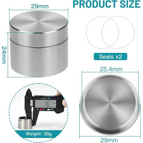 lalago Mini Boîte Portable en Acier Inoxydable 10ml, Boîtes à Thé, Mini Pillendose Schlüsselanhänger Edelstahl, Boîte De Scellage, Pot Récipient à Feuilles à Café pour les Voyages d'Affaires (1/4)