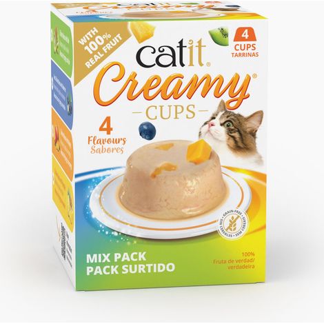 Snack para gatos en mousse con fruta Catit Creamy Cups
