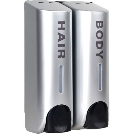Soap Dispenser Set, for Shower Gel, Shampoo Conditioner, Wall Mounted, Holder, Silver