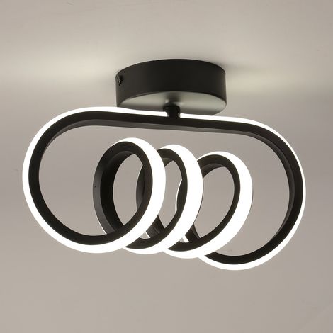 Plafonnier Intérieur LED 40W, Design Spirale, Lampe de Plafond en Fer, Luminaire Industrielle Moderne pour Salon Couloir Entrée Escalier Noir Lumière Neutre (1/5)