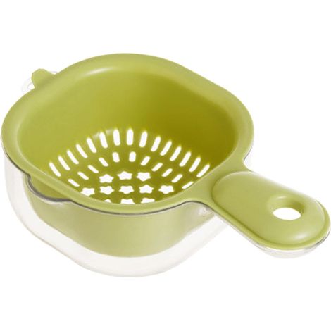 Panier de vidange à double couche avec poignée, bol de passoire à fruits en plastique à double vidange, bassin de lavage de fruits de stockage portable pour mini machine à laver les baies avec passoir (1/5)