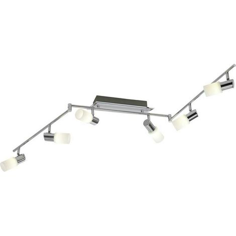 Spot, incl. 6 x LED,SMD,4,5 Watt,3000K,400 Lm. Verre mat, Blanc balayé, Corps: metal, Chrome L:150,0cm, L:8,0cm, H:24,0cm IP20 (1/5)