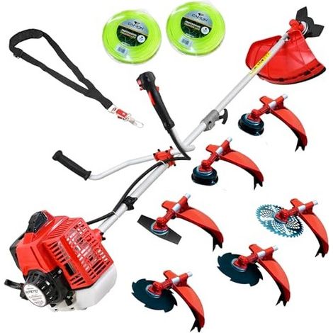 Synergy Desbrozadora Gasolina 65cc 4,9CV 7 en 1, disco 3 puntas, discos widia, cabezal metálico y automático 12m