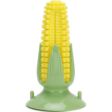 Jouet à mâcher pour chien en forme d'épi de maïs, durable et muni d'une ventouse pour le nettoyage des dents. (1/5)