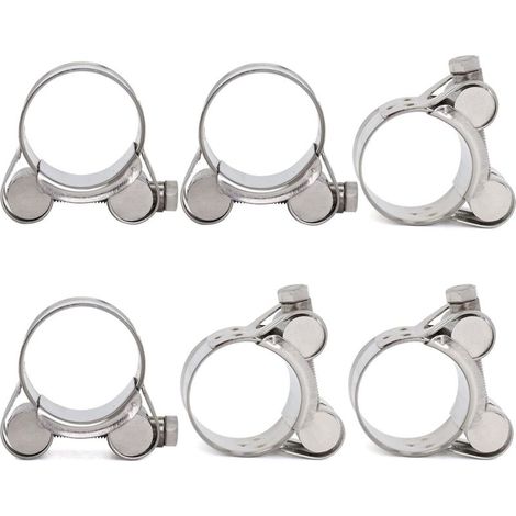 Collier de serrage, Lot de 6 Plage de Serrage 20-22mm, T-Bolt Collier Inox, Colliers de Serrage à Boulon en T pour Conduite d'eau, Conduite de gaz, Tube d'automobiles (1/5)