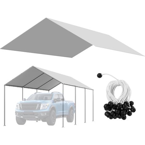VEVOR Tettoia per Posto Auto Coperto, Telo Superiore per Tenda da Garage 6,0 x 3,43 x 2,87 m, Resistente ai Raggi UV Impermeabile, Tettoia con Passeggini a Sfera, Telaio non Incluso, Grigio