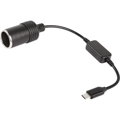 Câble d'alimentation USB C mâle vers allume-cigare 12 V pour caméra embarquée, GPS, bandes lumineuses LED de voiture (1/5)