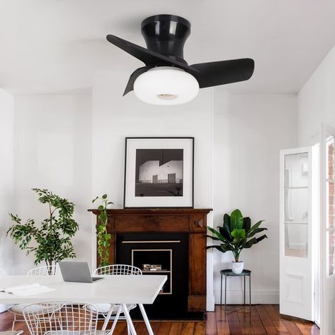 Ventilateur de plafond 60 cm avec lumière, télécommande/contrôle par application, plafonnier LED à intensité variable avec ventilateur, 6 vitesses (1/5)