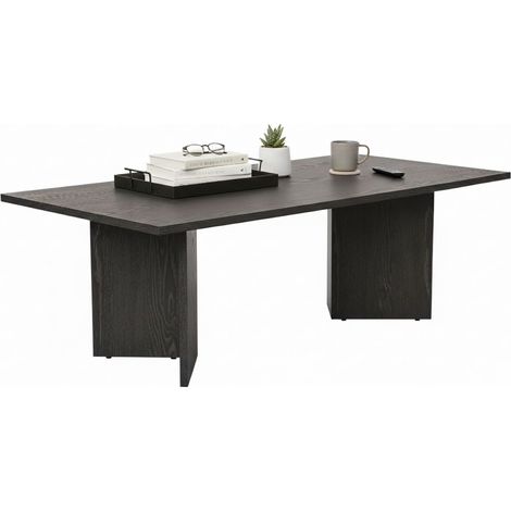 Couchtisch Cles, Rechteckig, Tischplatte Holzdekor, Schwarz, 119x60x40h cm