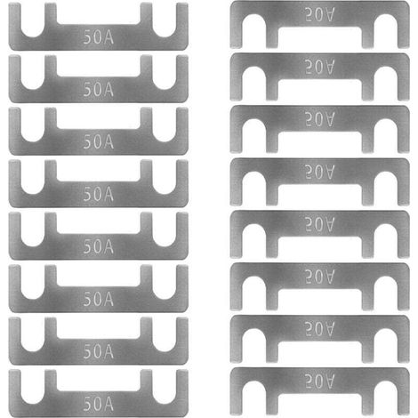 Tira de fusibles planos para automóviles, fusibles planos para automóviles, 16 fusibles de cuchilla para automóviles/camiones/autocaravanas/motocicletas (50A) -Crezuo
