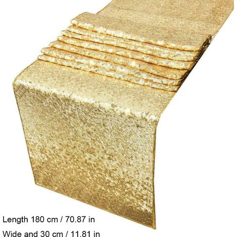 Chemin de table à paillettes scintillantes 30 x 180 cm, idéal pour mariage, fête ou Noël. Décoration de table. (1/5)