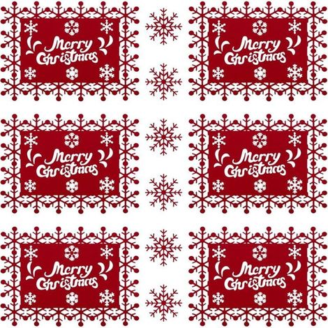 CSPARKV Lot de 12 Sets de Table de Noël Feutre Dessous de Verre de Table Motif Flocon de Neige pour la Décoration de Table de Noël de Vacances d'hiver de Fête de Noël Rouge (1/5)