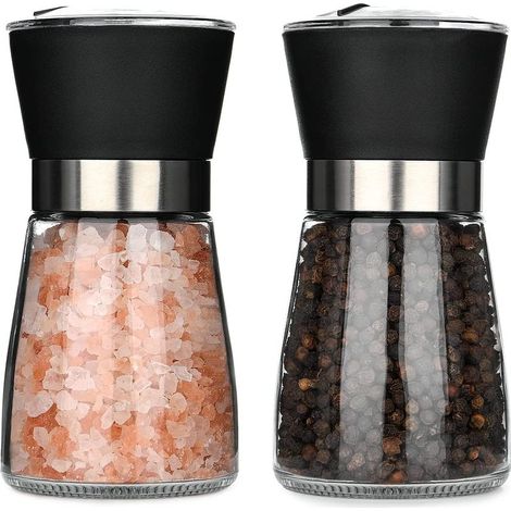 Moulins à sel et à poivre, lot de 2 moulins à épices en bouteilles de verre, un outil de cuisine idéal