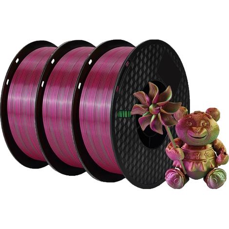 Filamento per stampante 3D, finitura setosa, bobina da 3 kg, 3 kg Oro Verde Rosso (1/2)