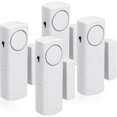XEPHO Alarme Porte et Fenêtre - Lot 4x Alarme Sans Fil Anti-Intrusion - Sécurité Maison Contre Cambriolage - Fonctionnement Magnétique