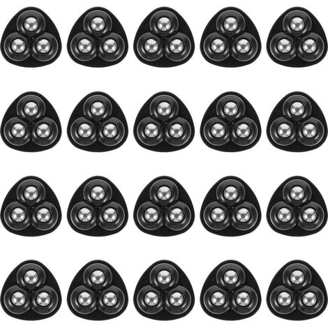 20 mini ruedas giratorias adhesivas de 360° con rodamientos de bolas, fabricadas en ABS y acero negro. (1/5)