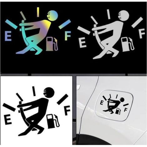 3 Autocollants réservoir, humour, indicateur niveau essence, vinyle résistant, extérieur voiture (1/4)