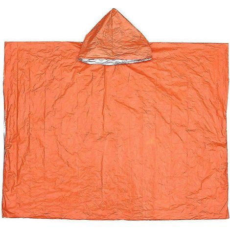 Poncho de pluie double face d'urgence avec capuche pour adulte, couverture imperméable pour le camping et les sports de plein air, idéal pour les visiteurs et les explorateurs en plein air. (1/5)