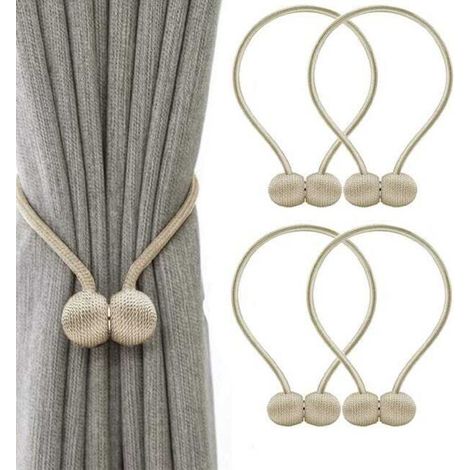 Sangles de rideau magnétiques à boucle, boucle de rideau pour casque, longueur totale 48 cm (beige) (1/5)