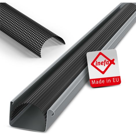 INEFA Laubschutzgitter Dachrinnen Laubschutz, PVC Schwarz Laubfang Dachrinnenabdeckung Dachrinnenzubehör Made in Germany - 83mm, 2m, 1 Stk.