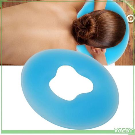 Oreiller pour visage de spa - FAFEICY - Rond - Silicone - Bleu - Sans marques (1/5)