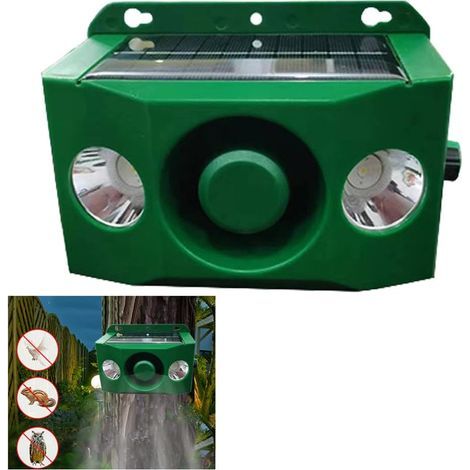 Solar-Powered Beast Warning Light with Sound Effect, Solar Battery and USB Powered, for Gardens, LED Light and Waterproof to Effectively Deter Animals (2 lights) (1/5)