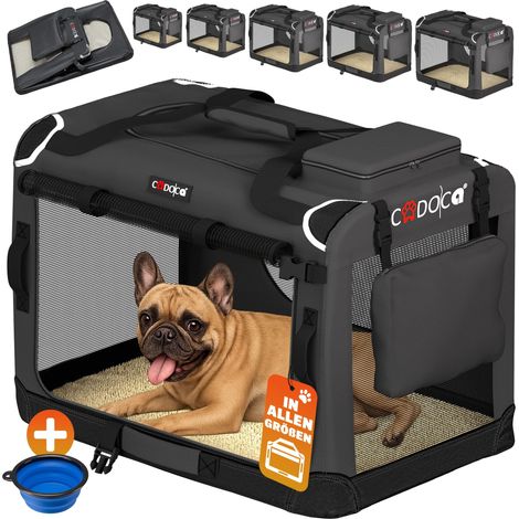 CADOCA Cage de transport pour animaux chien chat rongeur Respirant Pliable Sac de transport Matelas douillet Sac Panier M - Anthracite