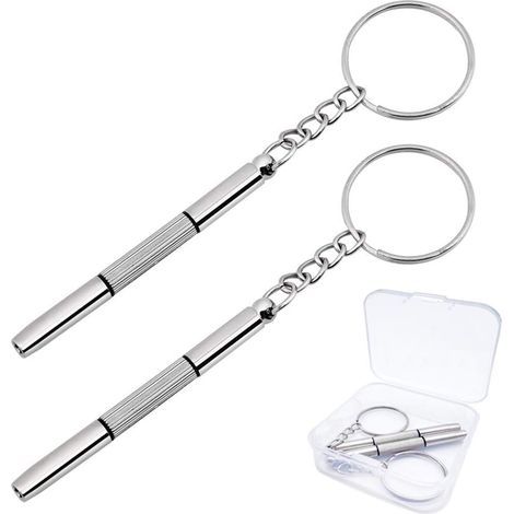 Brillenschraubendreher (2er-Pack) – 3-in-1 Mini-Schlüsselanhänger-Werkzeug für Brillen – Geeignet für Sonnenbrillen, Uhren und Schmuck (1/5)