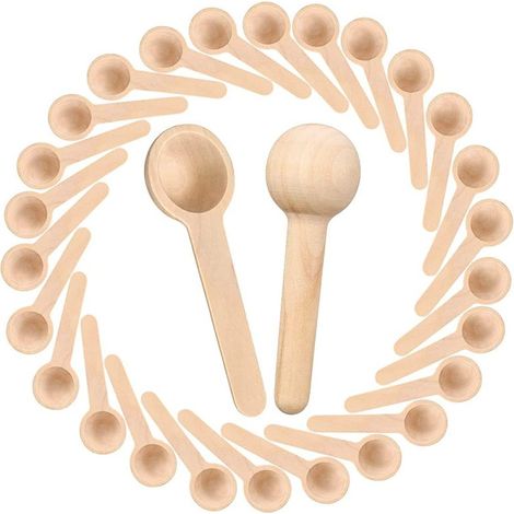 Irovami Cuillères à condiments miniatures en bois (lot de 20) - 7,5 cm - Sel, miel, café, thé, sucre (1/5)