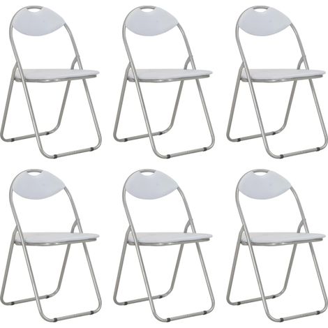 Juego de 6 sillas de cocina comedor plegables diseño retro sintéticas blancas CDS022778