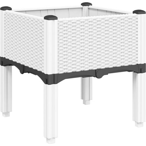 Fioriera rialzata per piante fiori patio giardino con gambe 40 x 40 x 42 cm PP bianco 020038163