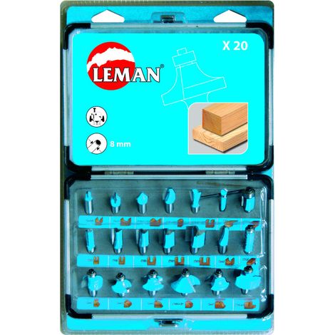 Leman 428.700.20 Estuche 20 fresas de acero carburo 8 mm