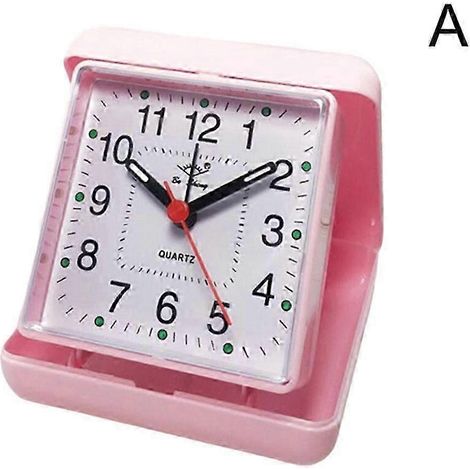 Réveil silencieux portable, sans tic-tac, réveil de chevet compact, rouge. (1/4)