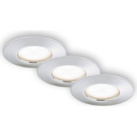 LED Einbauleuchte 3er Set 5W 3000K IP44 Ø7,5 cm Chrom Kunststoff Briloner (1/5)